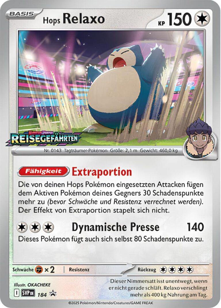 Hops-Relaxo-SVP-DE-184-Prerelease-Promo-Pokémon-Karte-Reisegefährten