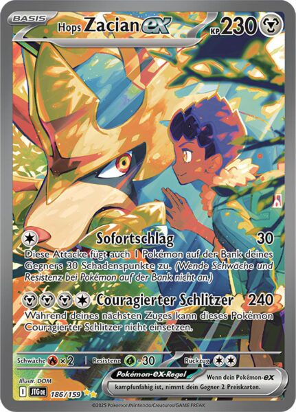 Hops-Zacian-ex-JTG-DE-186-159-Karmesin-Purpur-Reisegefährten-Journey-Together-Special-Illustration-Rare-Pokémon-Karte-Deutsch