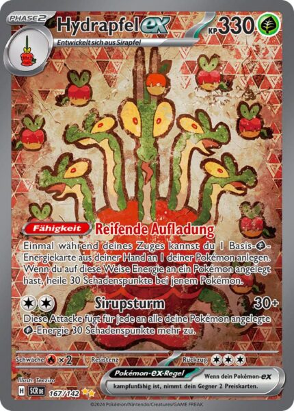 Hydrapfel-ex-167-142-Karmesin-Purpur-Stellarkrone-Special-Illustration-Rare-Pokémon-Karte