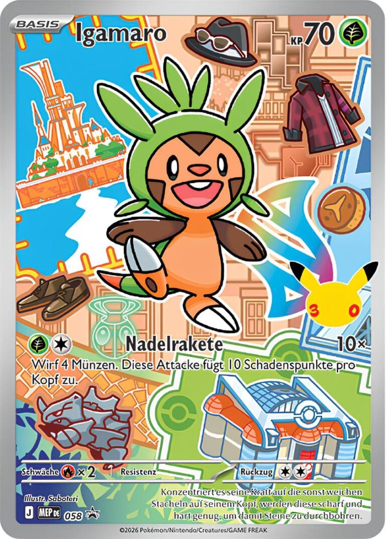 Igamaro-MEP-058-Promo-Pokémon-Karte-30.-Jubiläum-30th-Anniversary-Erste-Partner-Kollektion-Serie-2