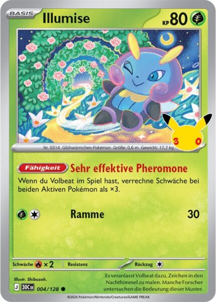 Illumise-004-128-30C-30-Jahre-Jubiläum-30th-Celebration-Pokémon-Karte-Deutsch