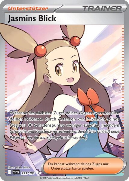 Jasmins-Blick-233-191-SSP-DE-Karmesin-Purpur-Stürmische-Funken-Full-Art-Pokémon-Karte-Deutsch-TCG