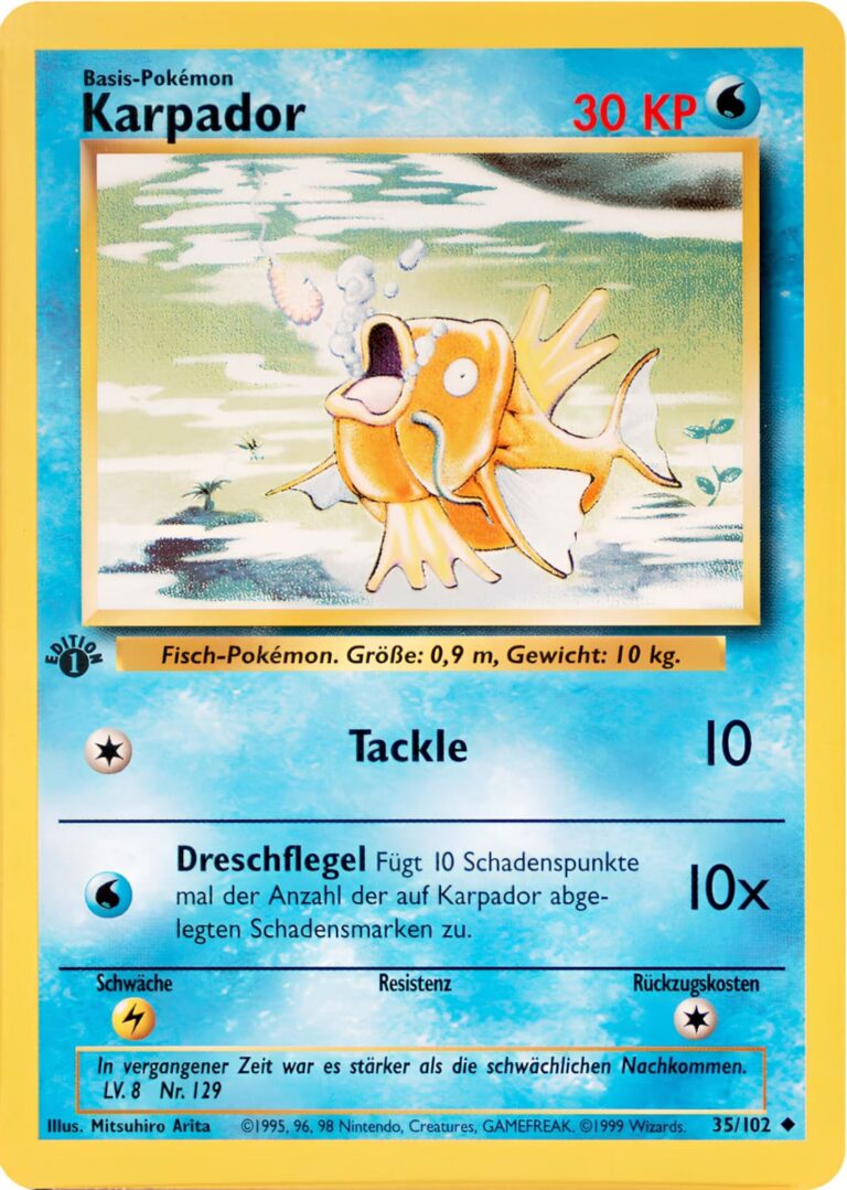 Karpador-35-102-Base-Basis-Set-1st-Edition-Pokémon-Karte-Deutsch
