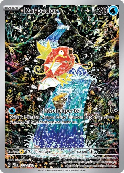 Karpador_203-193_Entwicklungen-in-Paldea-Illustration-Rare_Pokémon-Karte_TCG