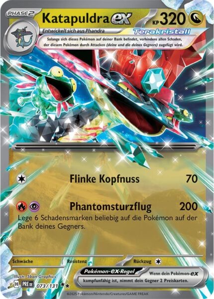 Katapuldra-ex-073-131-Prismatische-Entwicklungen-Pokémon-Karte-Deutsch-Karmesin-Purpur-TCG-Sammelkartenspiel