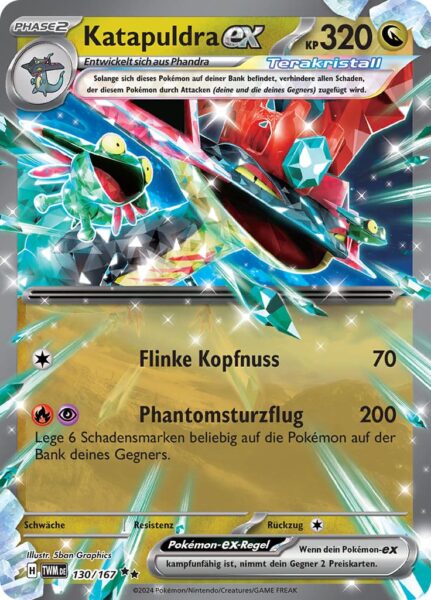 Katapuldra-ex_130-167_TWM-DE_Maskerade-im-Zwielicht_Pokémon-Karte_Deutsch