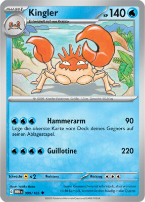 Kingler_099-165-Pokémon-Karmesin-Purpur-151-MEW-DE-Pokémon-Karte-Karten-Deutsch