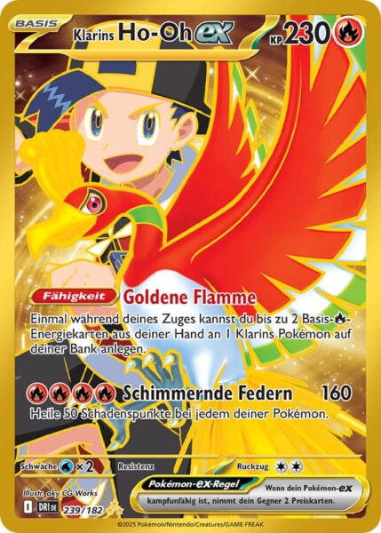 Klarins-Ho-Oh-ex-239-182-Ewige-Rivalen-Gold-Hyper-Rare-Pokémon-Karte-Karmesin-Purpur-Deutsch