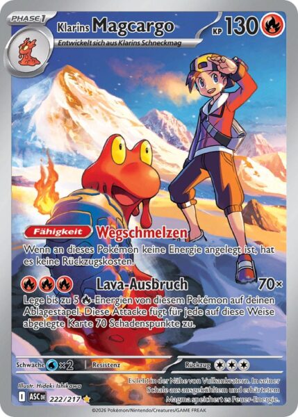 Klarins-Magcargo-222-217-ASC-DE-Erhabene-Helden-Illustration-Rare-Pokémon-Karte-Deutsch