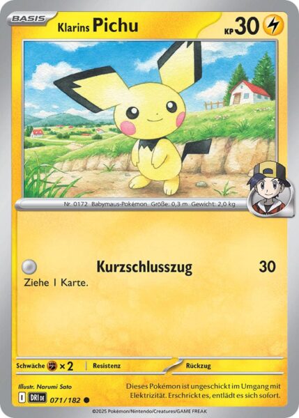Klarins-Pichu-071-182-Ewige-Rivalen-Pokémon-Karte-Karmesin-Purpur-Deutsch