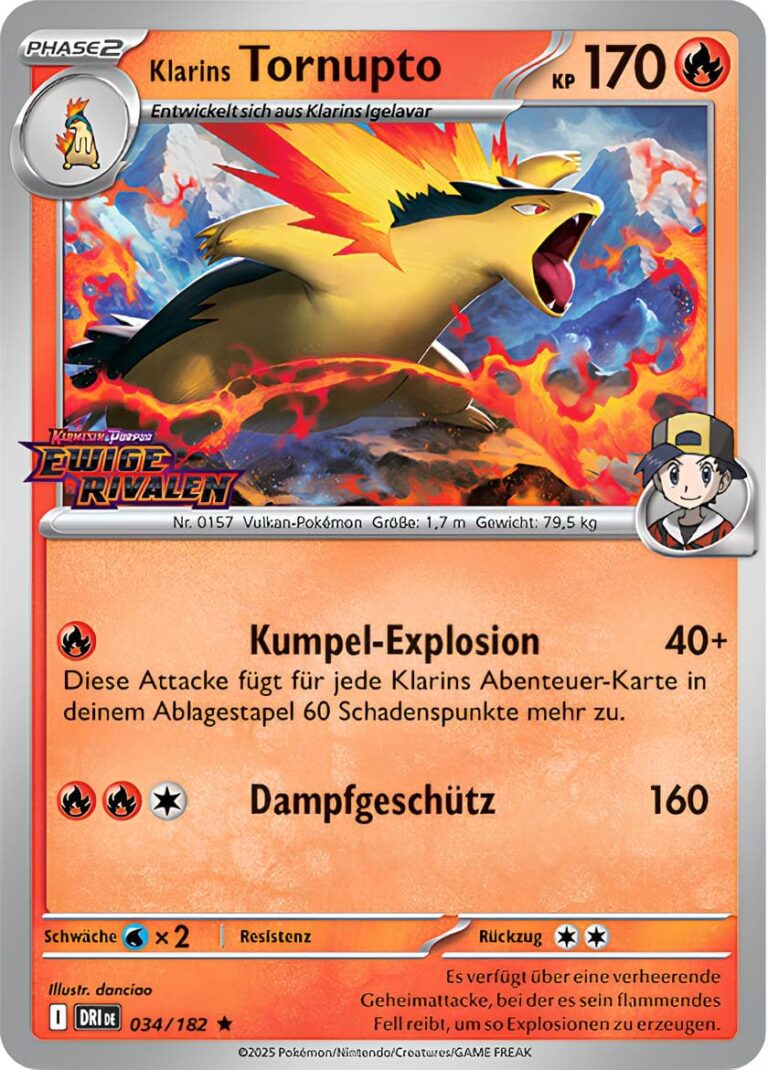 Klarins-Tornupto-034-182-Ewige-Rivalen-Prerelease-Promo-Pokémon-Karte-Deutsch