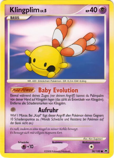 Klingplim-58-100-Majestätischer-Morgen-Baby-Pokémon-Karte-Deutsch-TCG-Sammelkartenspiel