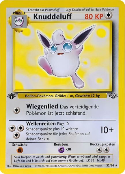 Knuddeluff-32-64-Dschungel-1st-Edition-Pokemon-Karte-Deutsch-1999