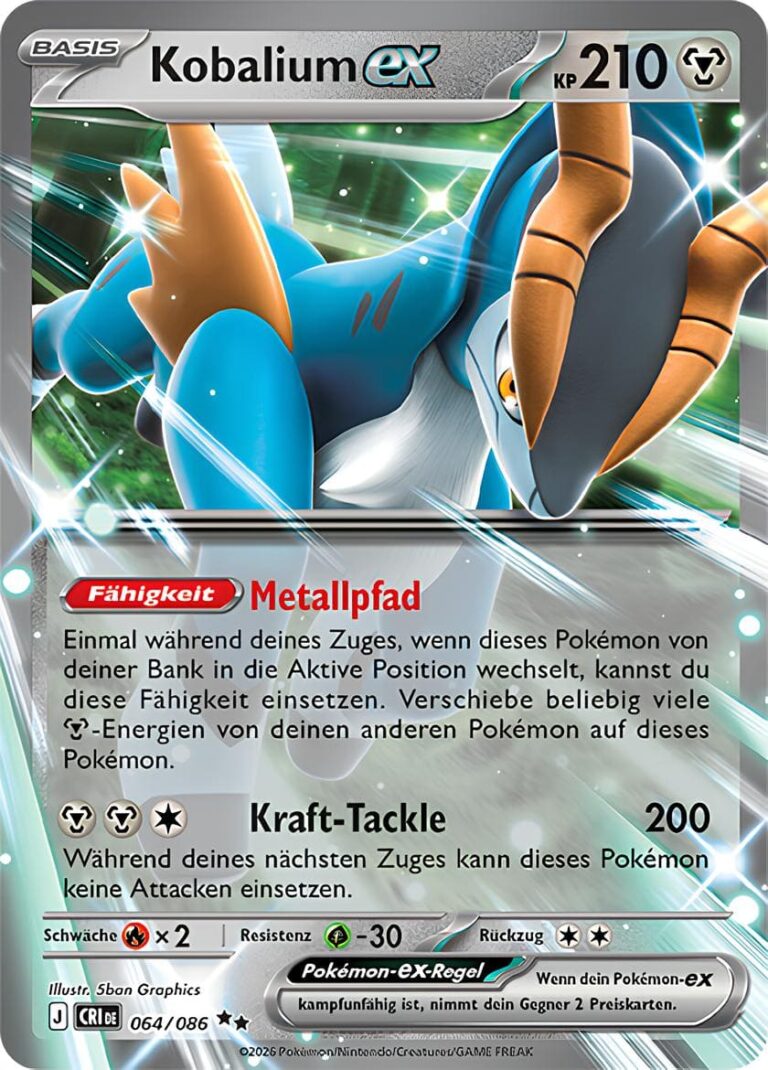 Kobalium-ex-064-086-Wachsendes-Chaos-Pokémon-Karte-Deutsch