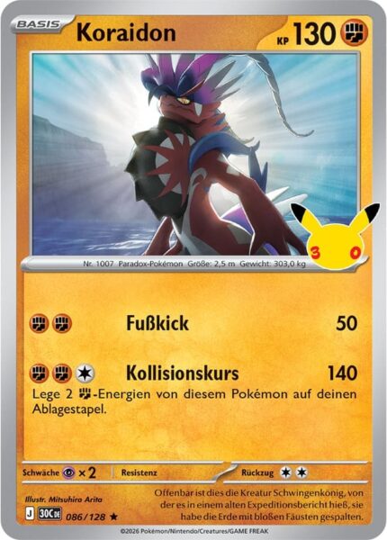 Koraidon-086-128-30C-30-Jahre-Jubiläum-30th-Celebration-Pokémon-Karte-Deutsch