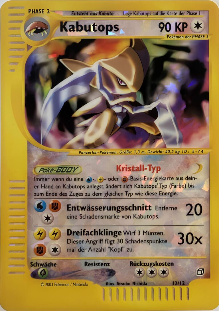 Kristall-Kabutops-Skyridge-Box-Topper-12-12-XXL-Jumbo-Pokémon-Karte-Deutsch