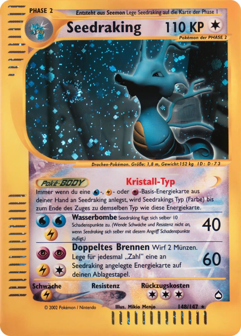Kristall-Seedraking-148-147-Aquapolis-Holo-Pokémon-Karte-Deutsch-2002
