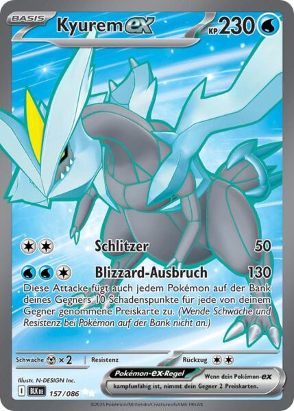 Kyurem-ex-157-086-BLK-DE-Schwarze-Blitze-Full-Art-Pokémon-Karte-Karmesin-Purpur-Deutsch