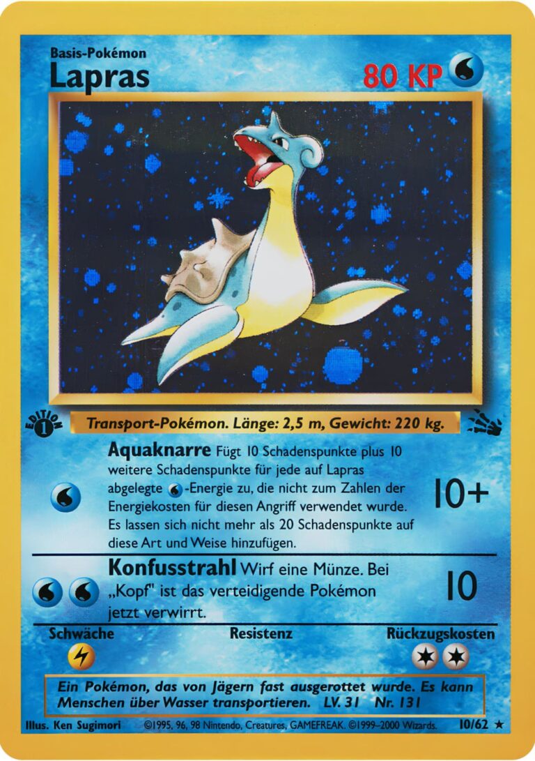 Lapras-10-62-Holo-1st-Edition-Pokémon-Karte-Fossil-Deutsch-TCG-Sammelkartenspiel