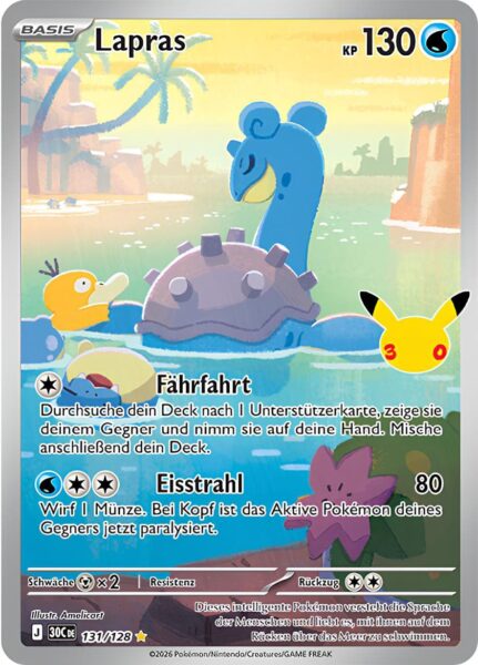 Lapras-131-128-30C-30-Jahre-Jubiläum-30th-Celebration-Set-Erweiterung-Illustration-Rare-Pokémon-Karte-Deutsch