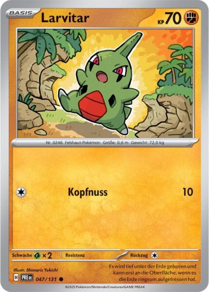 Larvitar-047-131-Prismatische-Entwicklungen-Pokémon-Karte-Deutsch-Karmesin-Purpur-TCG-Sammelkartenspiel