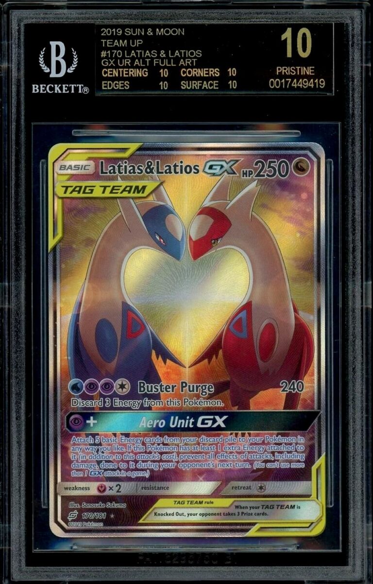 Latias-Latios-GX-170-181-Team-UP-Team-sind-Trumpf-Alternate-Art-Pokémon-Kart-BGS-10-Black-Label