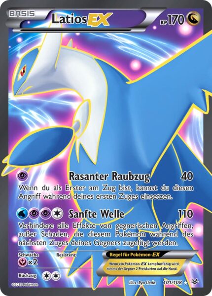 Latios-EX-101-108-XY-Drachenleuchten-Full-Art-Pokémon-Karte-Deutsch-TCG-Sammelkartenspiel