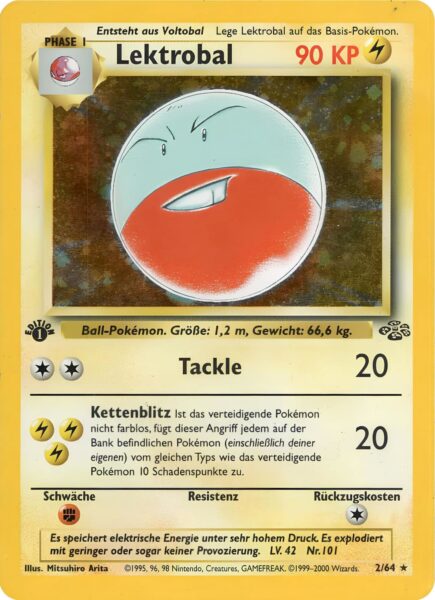 Lektrobal-2-64-1st-Edition-Dschungel-Holo-Pokemon-Karte-Deutsch