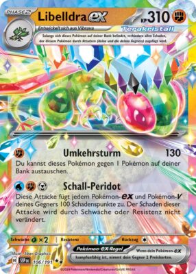 Libelldra-ex-106-191-SSP-DE-Karmesin-Purpur-Stürmische-Funken-Stellar-Terakristall-Pokémon-Karte-Deutsch-TCG