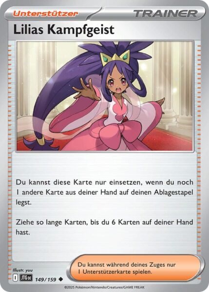 Lillias-Kampfgeist-JTG-DE-149-159-Karmesin-Purpur-Reisegefährten-Pokémon-Karte-Deutsch
