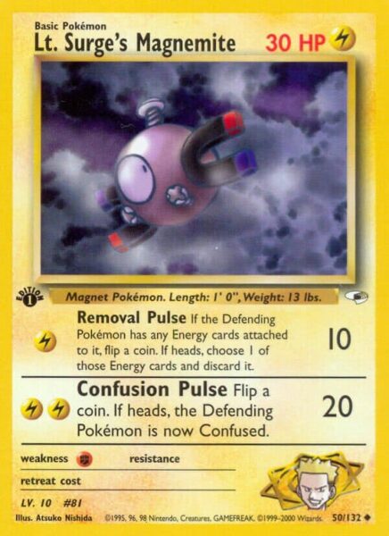 Lt.-Surges-Magnemite-50-132-Gym-Heroes-Pokémon-Karte-Englisch-TCG-Sammelkartenspiel-2000