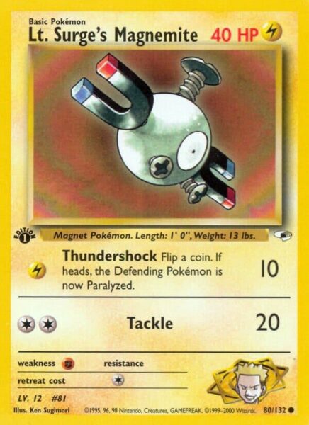 Lt.-Surges-Magnemite-80-132-Gym-Heroes-Pokémon-Karte-Englisch-TCG-Sammelkartenspiel-2000