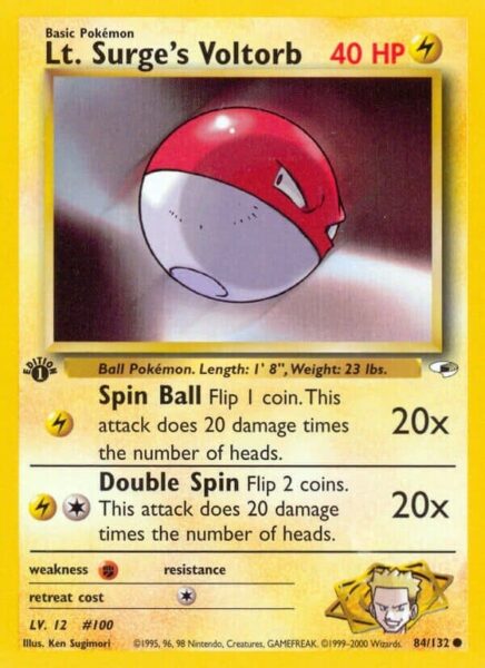 Lt.-Surges-Voltorb-84-132-Gym-Heroes-Pokémon-Karte-Englisch-TCG-Sammelkartenspiel-2000
