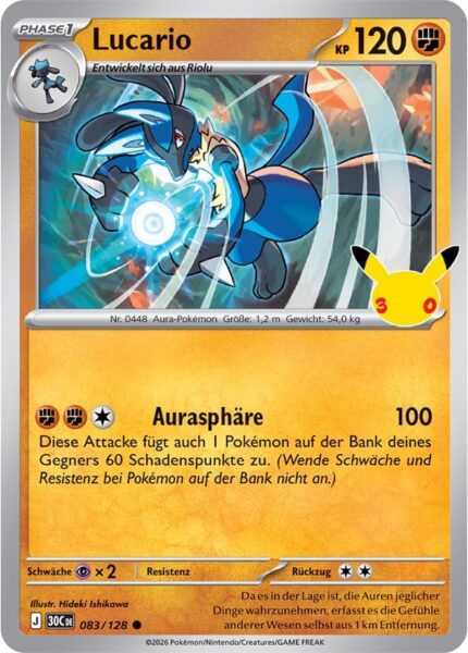 Lucario-083-128-30C-30-Jahre-Jubiläum-30th-Celebration-Pokémon-Karte-Deutsch