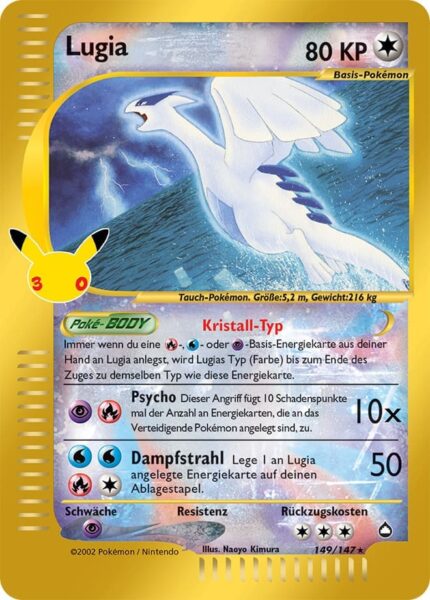 Lugia-149-147-30-Jahre-30th-Celebration-Classic-Collection-Kristall-Pokémon-Karte-Deutsch