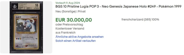 Lugia-249-Gold-Silver-to-A-New-World-Pokémon-Karte-BGS-10-Japanese-Top-Verkäufe-eBay-August-2024
