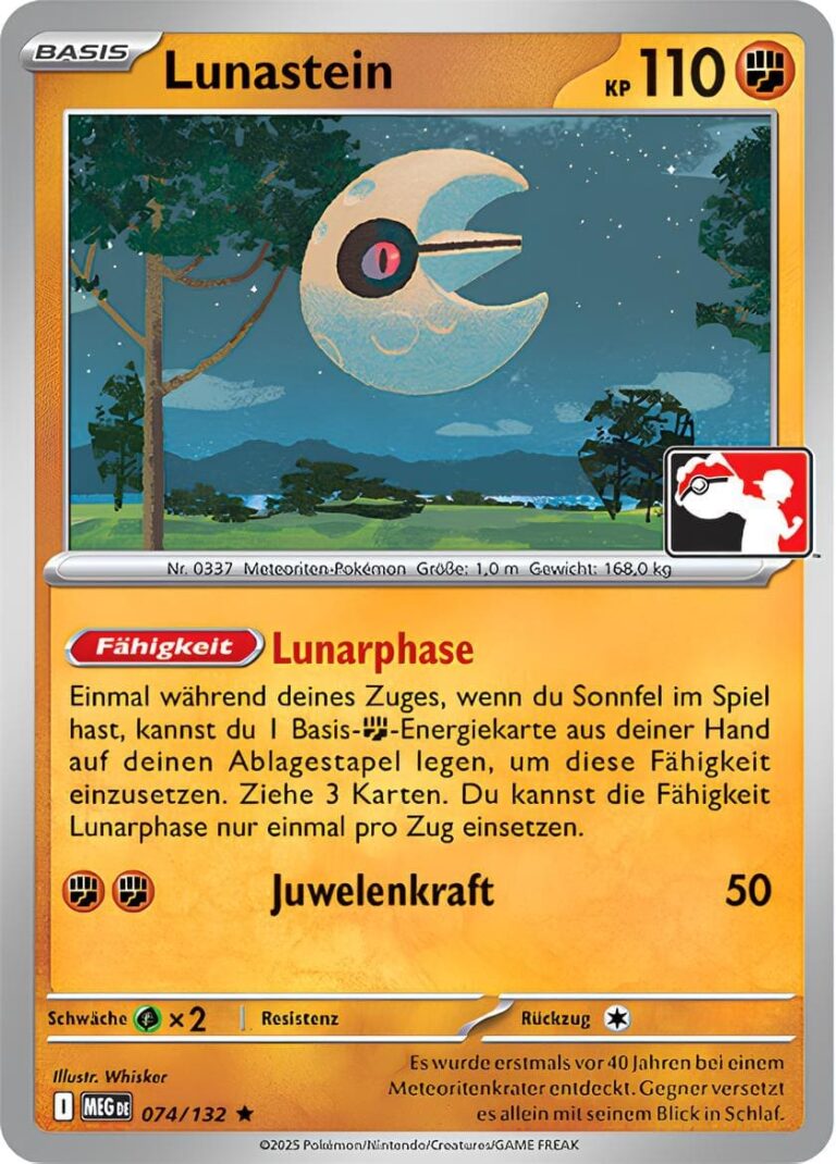 Lunastein-074-132-Mega-Entwicklung-Preispack-Serie-8-Pokémon-Karte-Deutsch