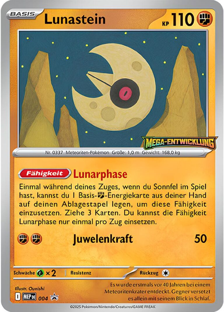 Lunastein-MEP-DE-004-Mega-Entwicklung-Prerelease-Promo-Pokémon-Karte-Deutsch