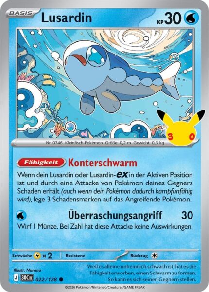Lusardin-022-128-30C-30-Jahre-Jubiläum-30th-Celebration-Pokémon-Karte-Deutsch