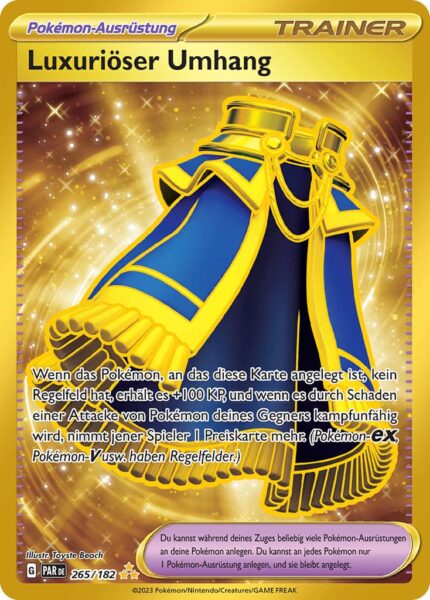 Luxuriöser-Umhang-265-182-Karmesin-Purpur-Paradoxrift-Hyper-Rare-Goldene-Pokémon-Karte-Deutsch
