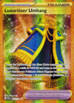 Luxuriöser-Umhang_PAR-DE-265-182_Paradox-Rift-Paradoxrift_Terakristall_Gold_Vollbild_Full-Art_Ultra-Rare_Pokémon-Karte_Karmesin-Purpur-Deutsch