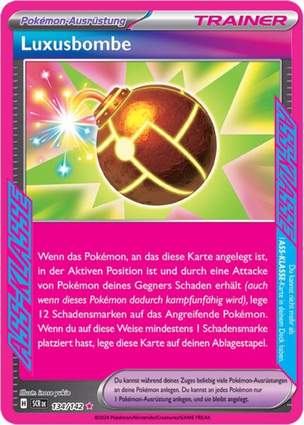 Luxusbombe-134-142-Karmesin-Purpur-Stellarkrone-ASS-KLASSE-Pokémon-Karte-Deutsch - TCG-Sammelkartenspiel-2024