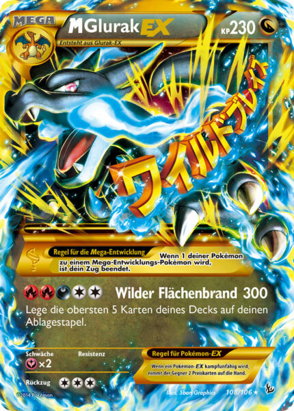 M-Glurak-EX-108-106-XY-Flammenmeer-Pokémon-Karte-TCG-Sammelkartenspiel