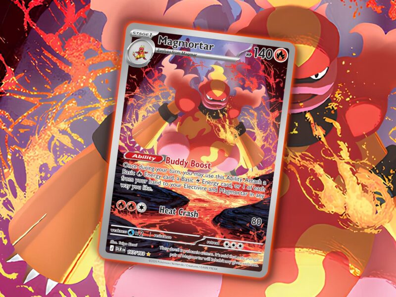 Mabrant-Magmortar-Illustrationskarte-Pokémon-Karte-Delta-Herrschaft-Reign-enthüllt-TCG-Sammelkartenspiel