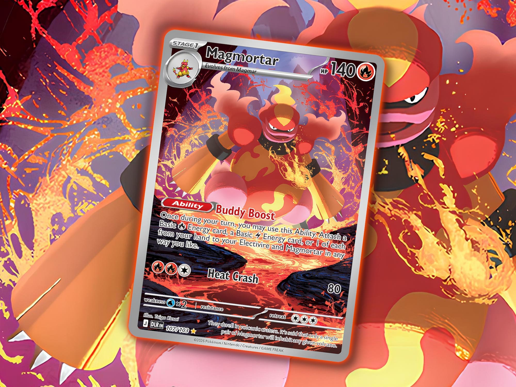 Mabrant-Magmortar-Illustrationskarte-Pokémon-Karte-Delta-Herrschaft-Reign-enthüllt-TCG-Sammelkartenspiel