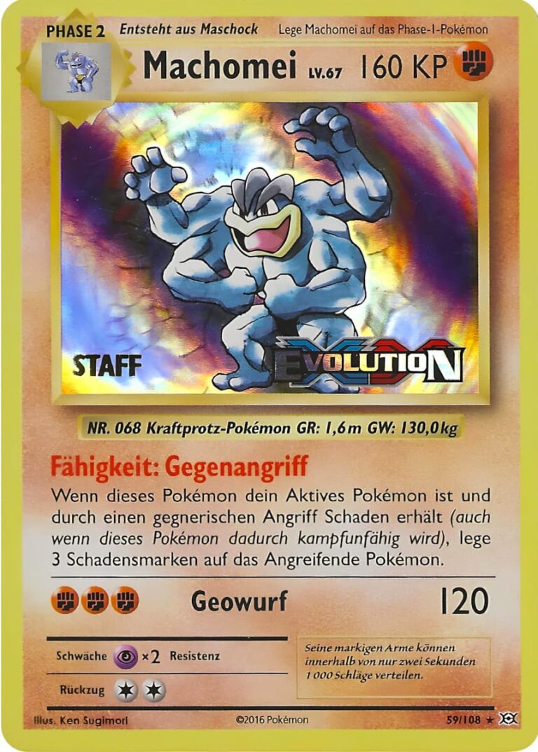 Machomei-59-108-XY-Evolution-Evolutions-Prerelease-Staff-Promo-Pokémon-Karte