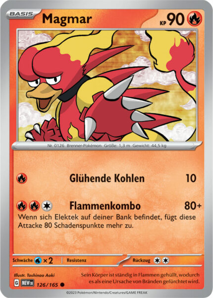 Magmar-126-165-Pokémon-Karmesin-Purpur-151-MEW-DE-Pokémon-Karte-Karten-Deutsch