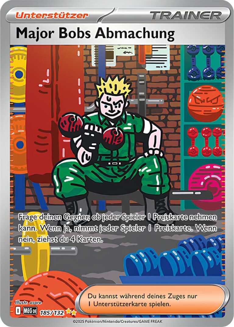 Major-Bobs-Abmachung-185-132-Mega-Entwicklung-Special-Illustration-Rare-Pokémon-Karte-Deutsch