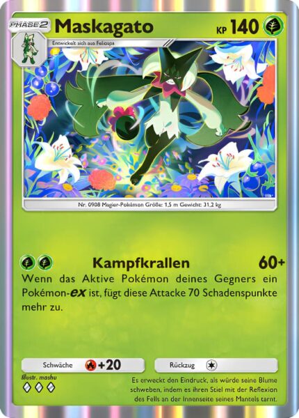 Maskagato-007-072-A2b-Glänzendes-Festival-Pokémon-TCG-Sammelkartenspiel-Pocket-Karte-Deutsch