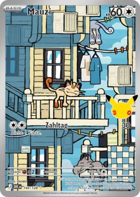 Mauzi-144-128-30C-30-Jahre-Jubilaeum-30th-Celebration-Set-Erweiterung-Illustration-Rare-Pokemon-Karte-Deutsch